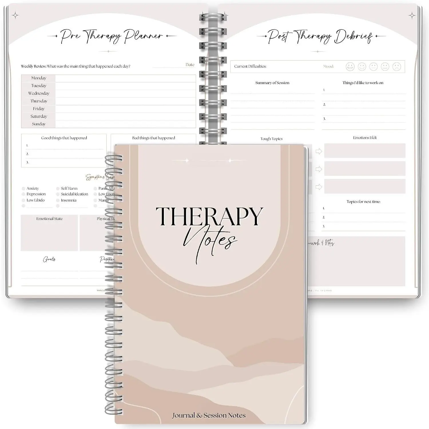 A5 Size Guided Notes Journal with Soft Cover, 120gsm Paper & Minimalist Layout - Personal Planner for Reflection & Self-Discovery (Office Stationery Organiser), Soft Covers, Guided Pages
