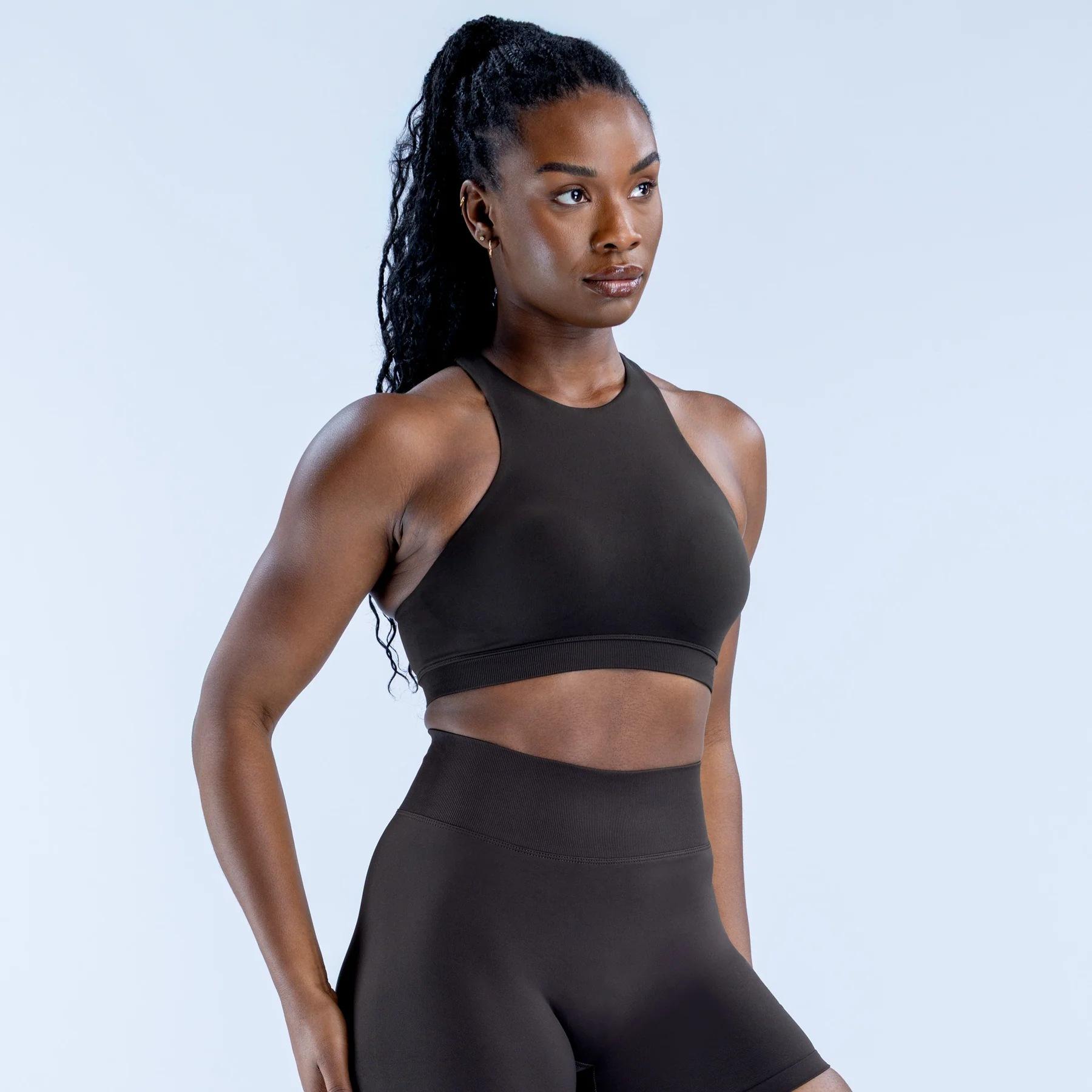 Seamless Thin Strap Sports Bra For Women High Elastic Racerback Yoga Top, Body Shaping Workout Bra With Pads Seamless Thin Strap Sports Bra For Women High Elastic Racerback Yoga Top, Body Shaping Workout Bra With Pads