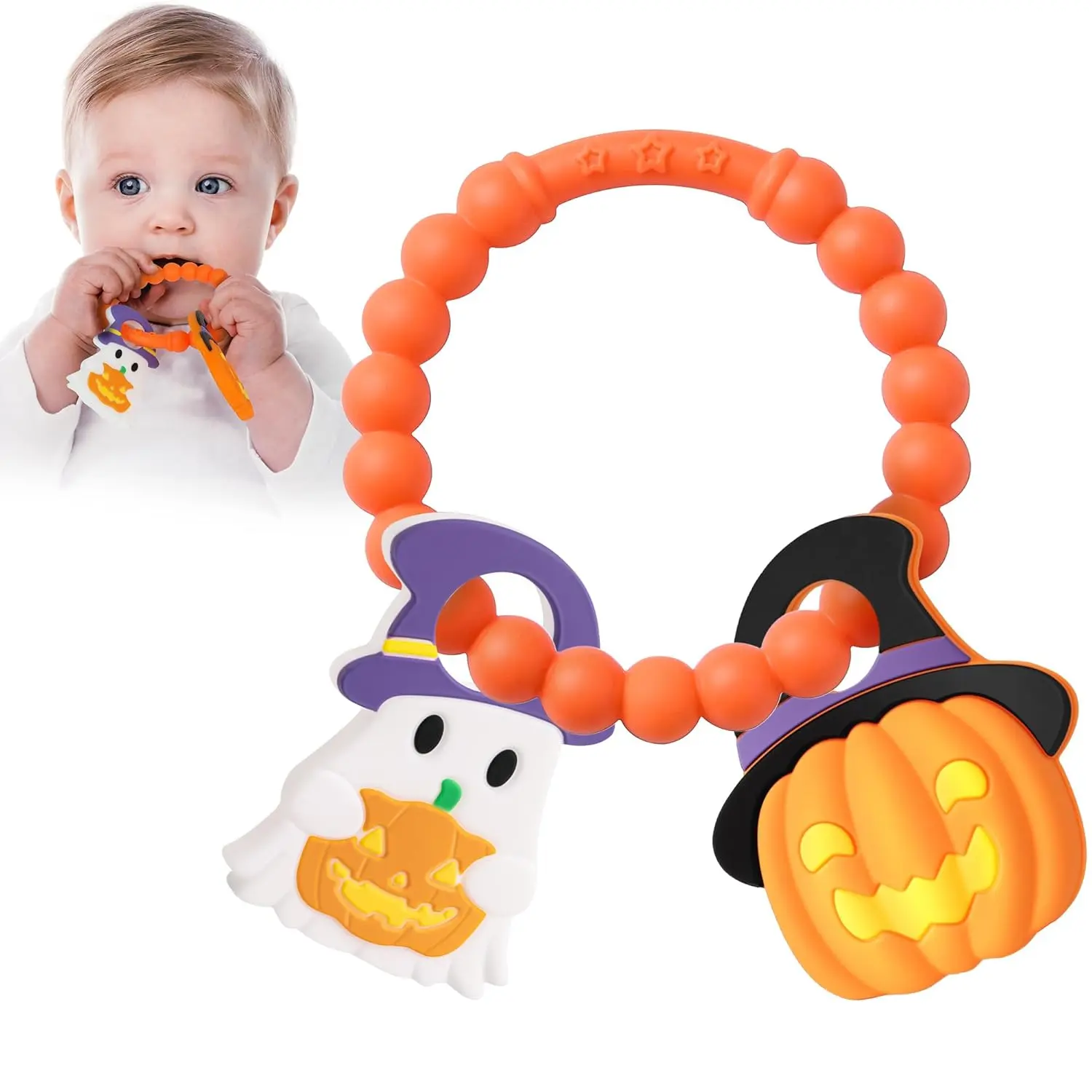 Baby Halloween Teething Toys, Soft Pumpkin & Ghost Textured Silicone Teether  3-6 6-12 Months, BPA-Free Baby Halloween Teether Toys, Boo Basket Stuffers Sensory Gifts  Infant Boys & Girls