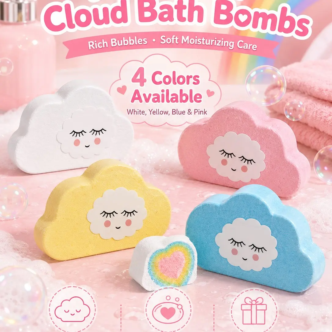 4 Color Options Bubble Bath Ball, Fragrant Floral Scent, Long-Lasting Freshness, Plant-Based Skin Cleanser, Single Item Pack