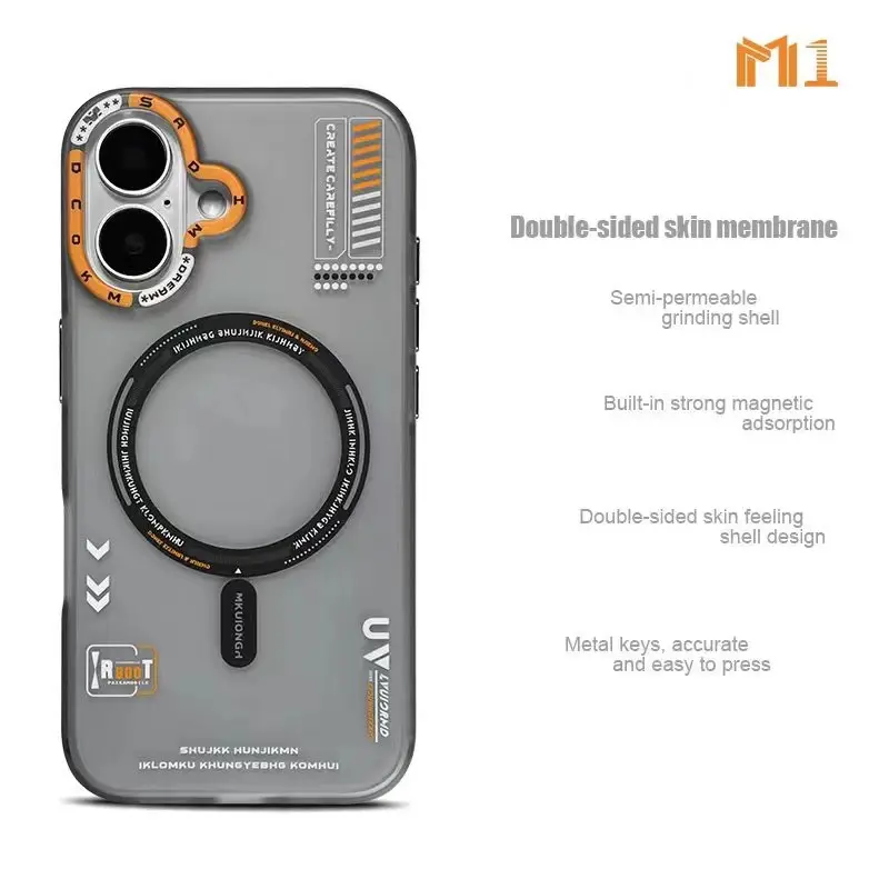(Case & Nova) Tech Line MagSafe Fit Matte Skin Feel Magnetic Phone Case, Semi Transparent IML Double Coated Shockproof Silicone Protect Cover for Multi-Model iPhone Series (17 Pro Max, 16 Plus, 15, 14, 13)