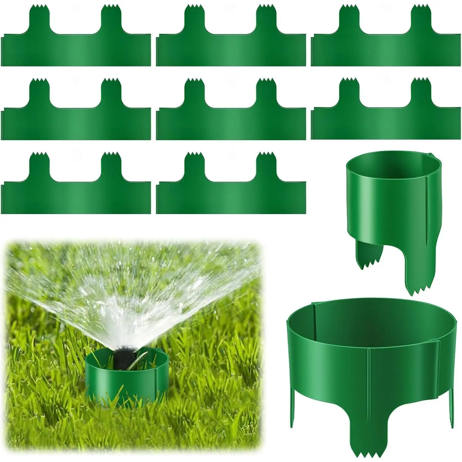8 PCS Connectable Sprinkler Head Protector Rings, Lawn Light Guards, Plastic Landscape Light and Sprinkler Protectors to Help Reduce Damage from Mowers and Trimmers
