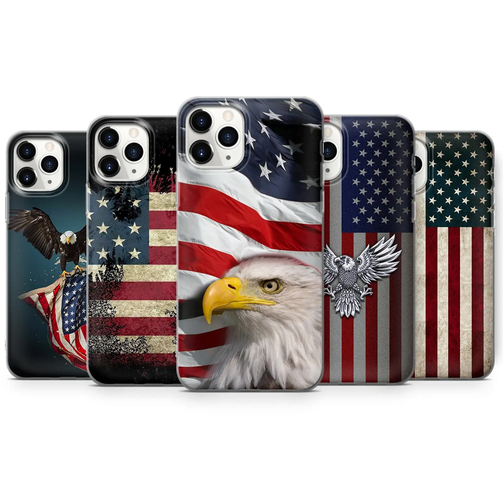 American Flag Eagle Design Transparent Phone Case For IPhone 17-11, Pro Max, Pro Plus, and Samsung S26-23 Safety Two-In-One Case Protection Safety Case