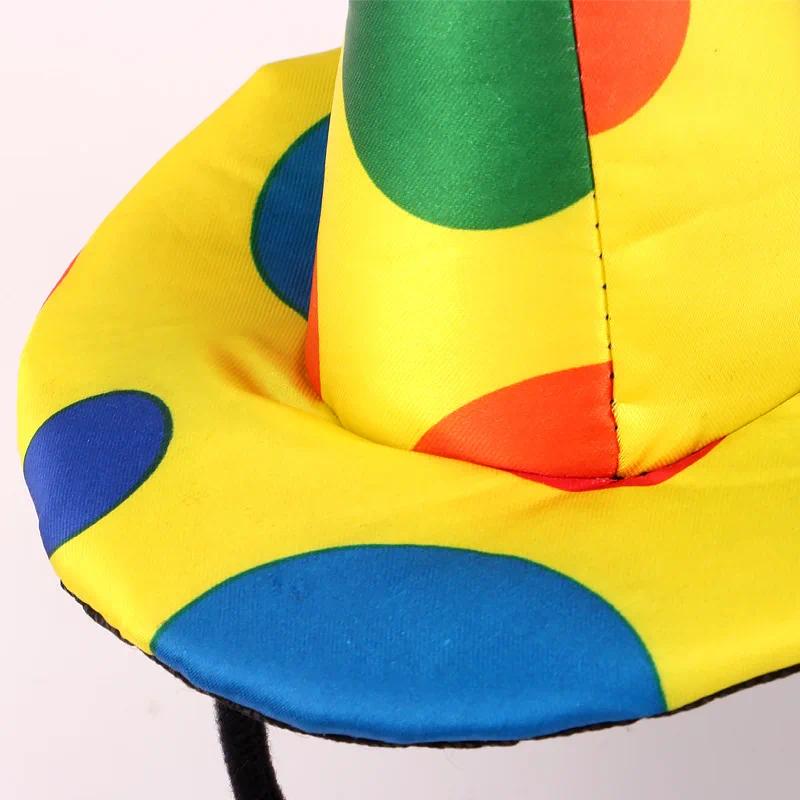 Colorful Clown Headdress Yellow Colored Dots Bow Headwear Circus Performance Props Funny Joker Hats Makeup Party Decorations
