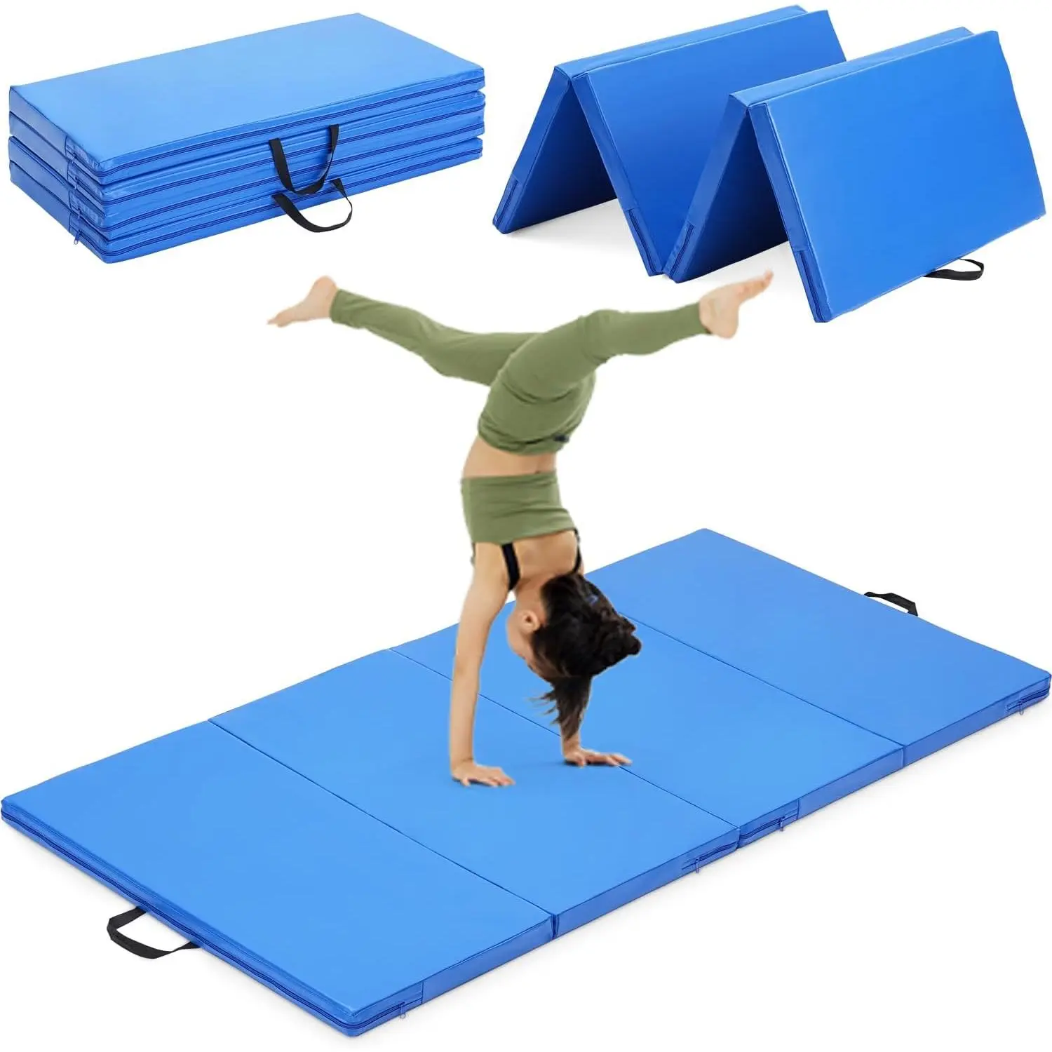 Gymnastics Mat, 3FTx6FT / 4FTx8FT 2" Thick Folding ' Gymnastic Tumbling Mat for  Gym Exercise & Play