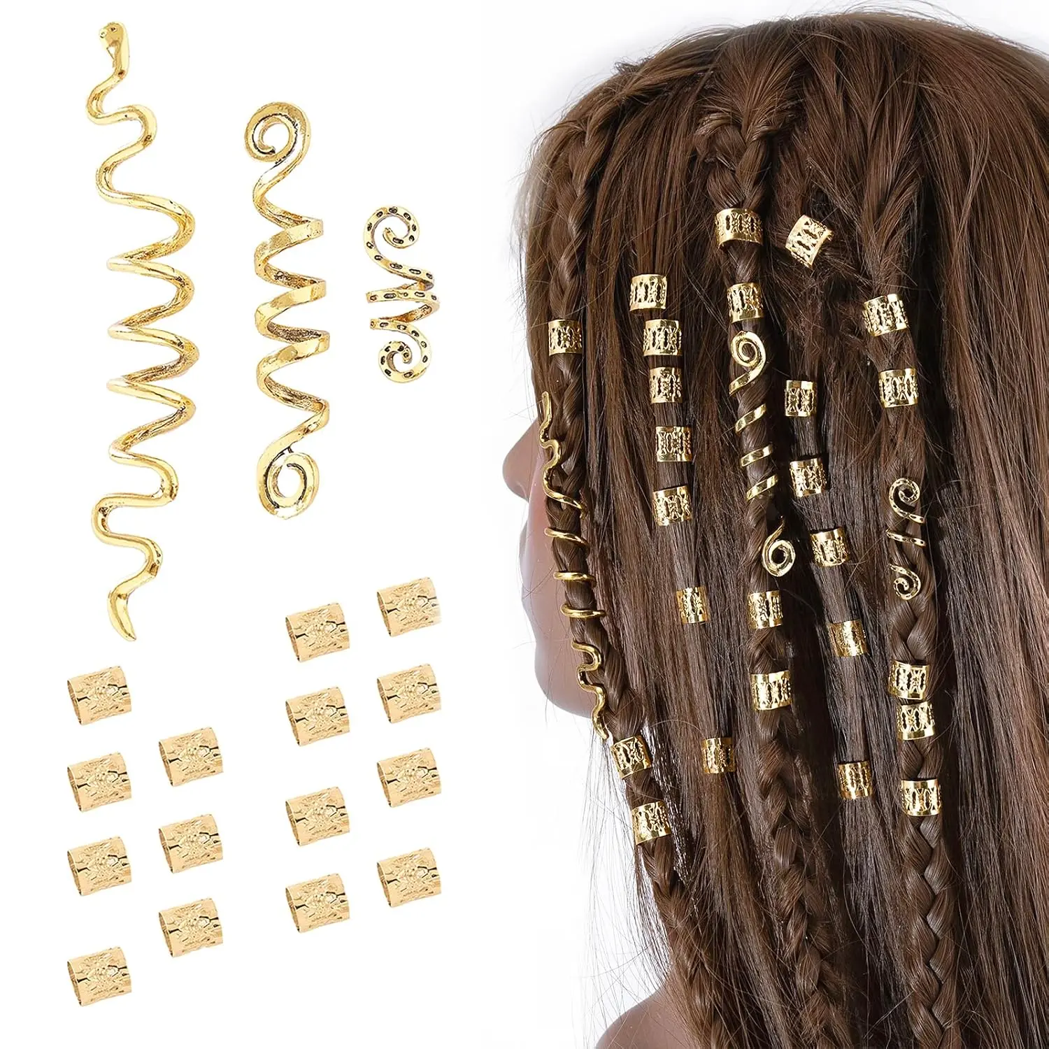 18 count Hair Accessories Loc Hair  for Women Braids, Dreadlock Beads Metal Hair Clips Decoration (Multiple Styles)-style4 | 18 count, Dreadlock Beads, Metal Hair Clips, Multiple Styles
