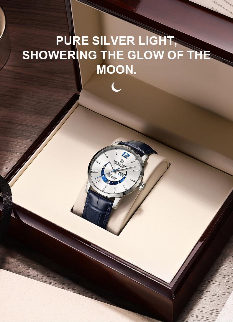 Swiss Luxury Business Chronograph: Genuine Swiss Movement,42mm Alloy Case&Leather Strap,Waterproof Luminous Dial with Calendar,Versatile Style for Work, Social&Leisure