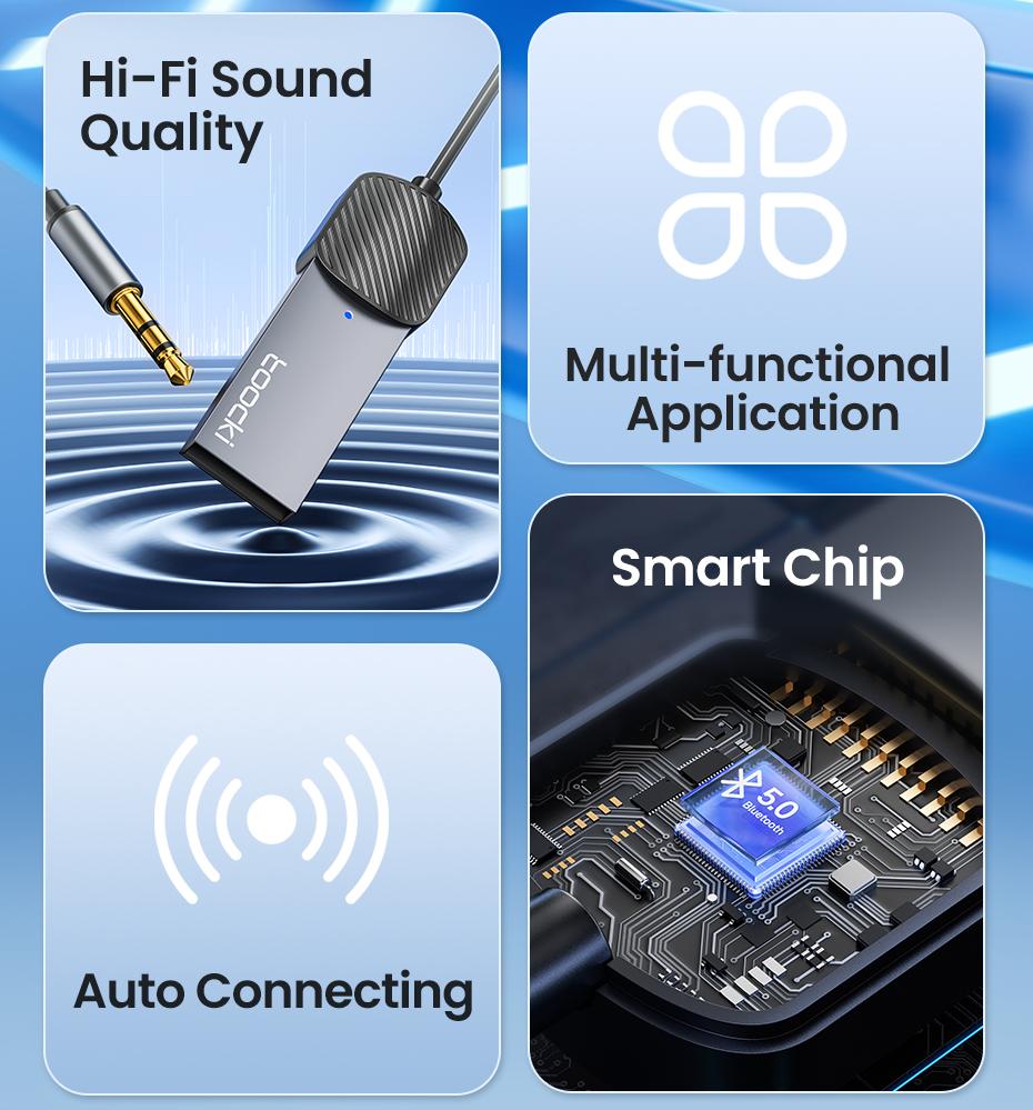 Toocki Wireless Aux Bluetooth Adapter USB to 3.5mm Jack Car Audio Aux Dongle Bluetooth 5.4 Handsfree Kit for Cars Wireless Receiver BT Transmitter Toocki Wireless Aux Bluetooth Adapter USB to 3.5mm Jack Car Audio Aux Dongle Bluetooth 5.4 Handsfree Kit for Cars Wireless Receiver BT Transmitter