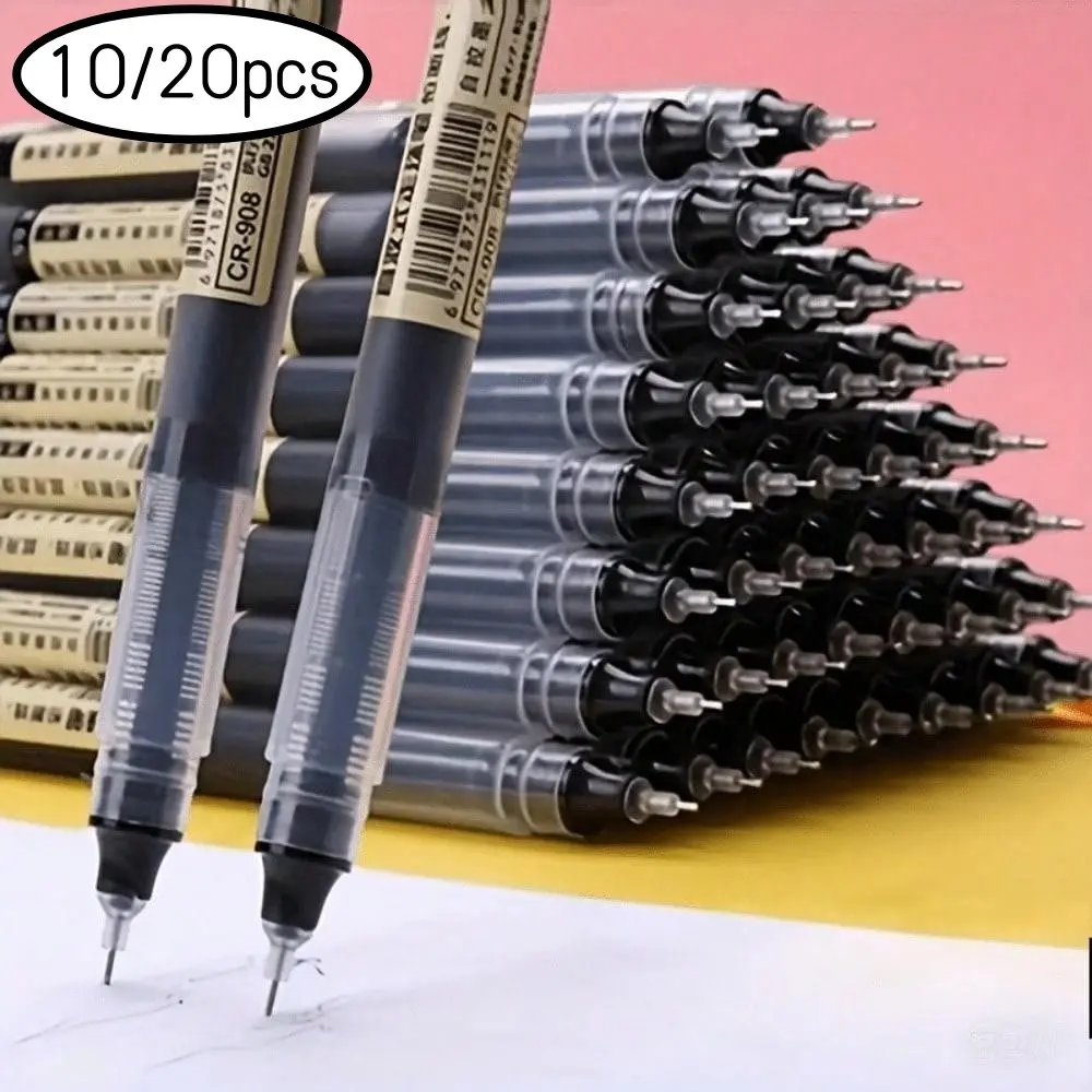 Straight Liquid Rollerball Gel Pens, 0.5mm Fine Tip Quick-Dry Ink Signature Pens, Black Red Blue Carbon Pens, Ideal for School & Office Writing, Work Pens