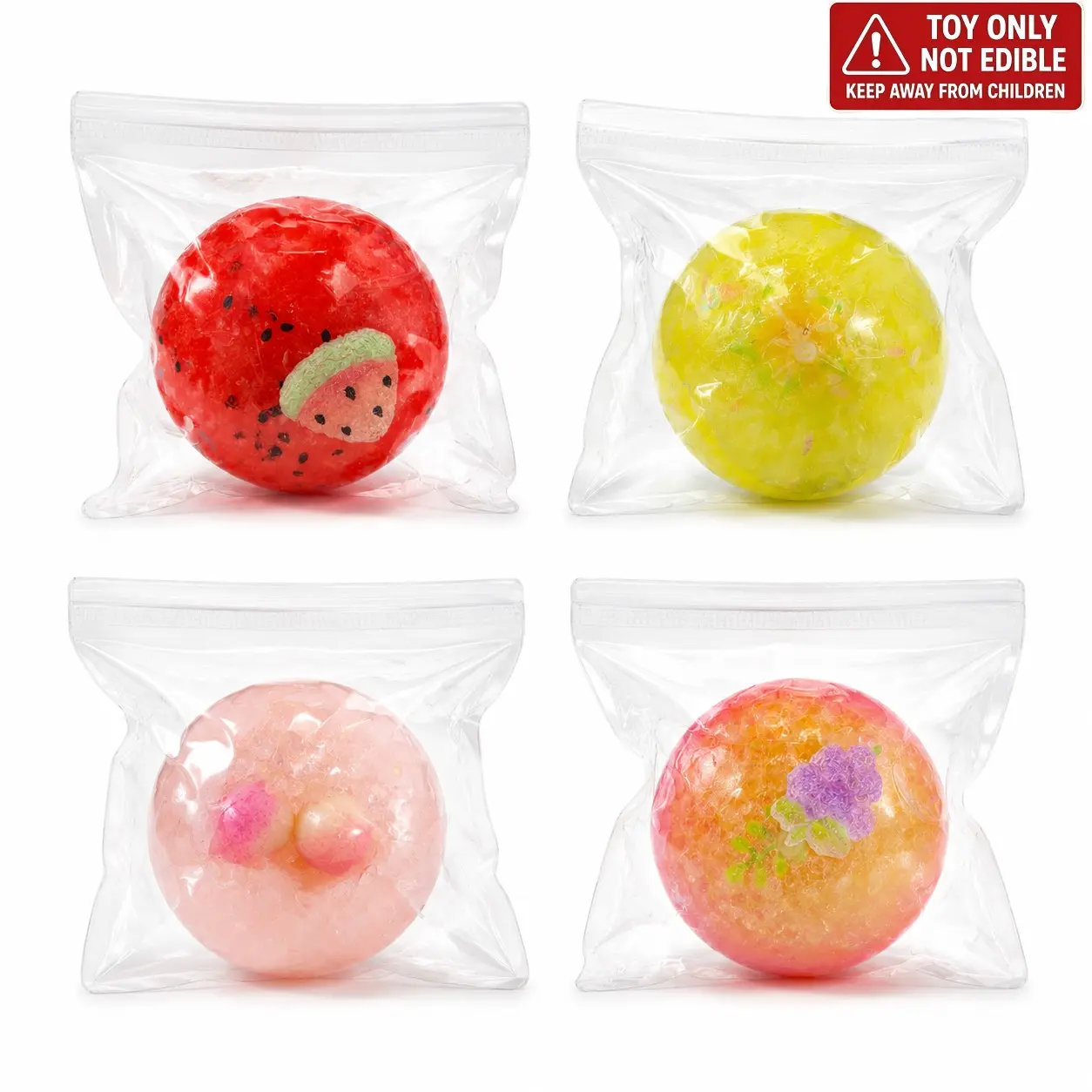 Ice Cream Fruit Stress Relief Soft Gel Toy, Jelly Gel Sensory Soft Gel Toy, Perfect Christmas Gift or Classroom Reward