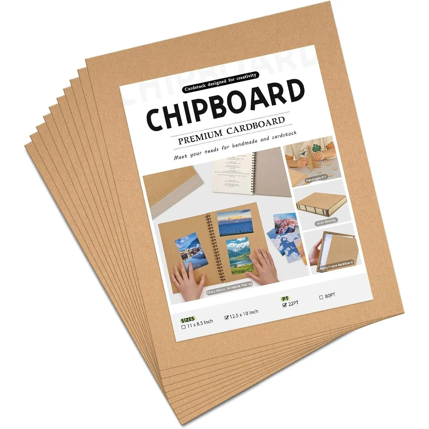 10 Chipboard Sheets 8.5 x 11", 22PT Book Board for Bookbinding