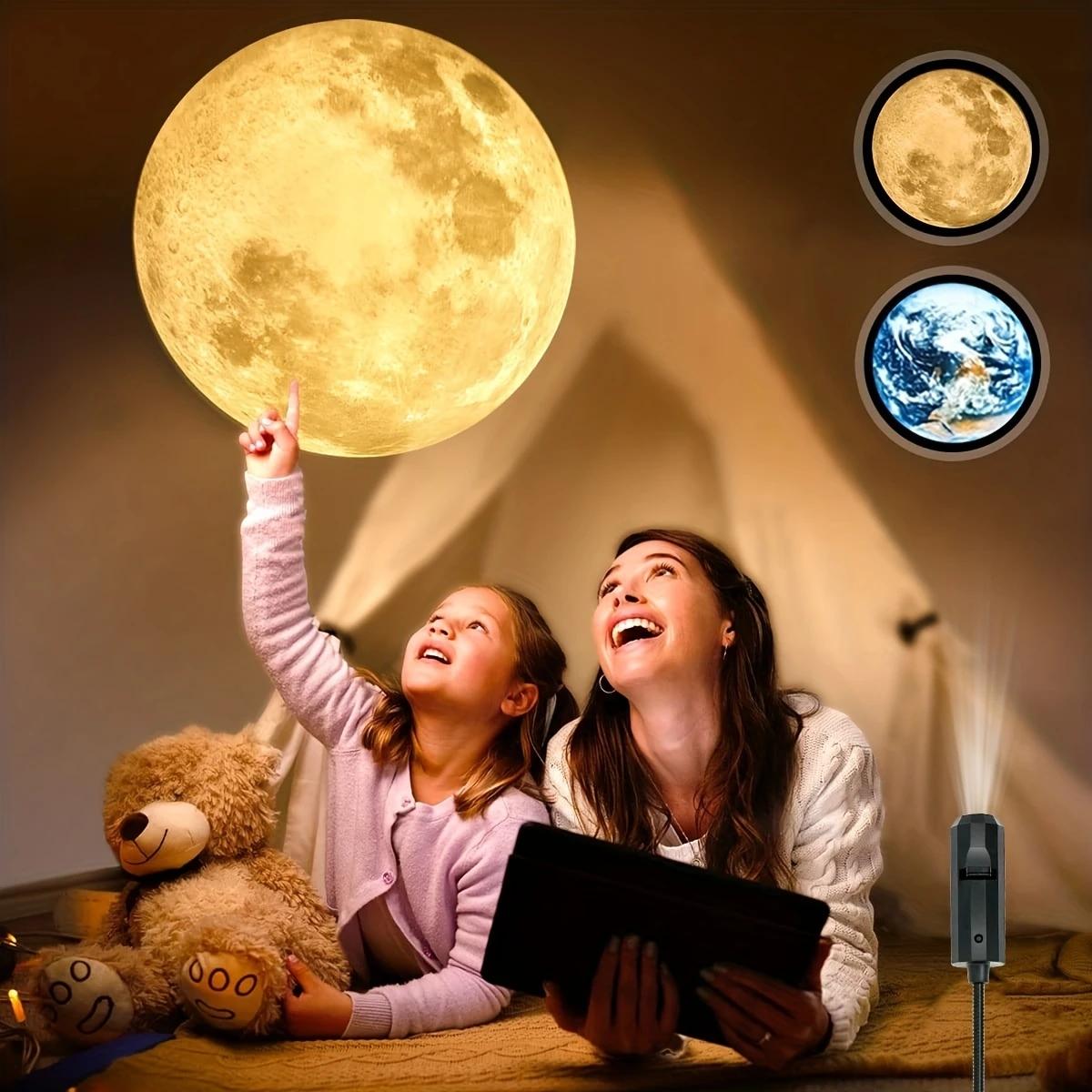 Planet and Moon Projector, 6 Planet Pictures Replacement, Night Light Projection Lamp, 360 Degrees Rotatable, Moon Earth for MERCURY Mars for SATURN, Gift for Others, Room Decoration, Photo Background, Wall Ceiling Decoration, Planetarium Star Projector