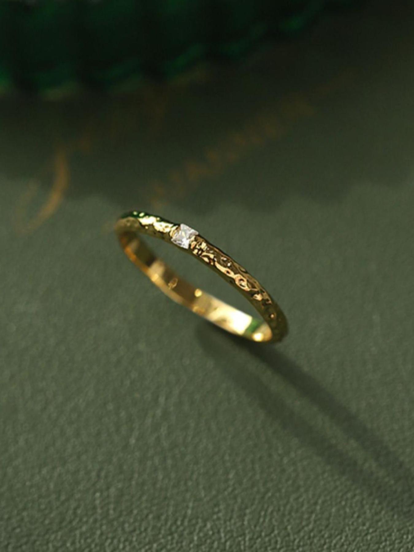 S925 Sterling Silver Square Zirconia Ring, Fashion Jewelry for Party, Daily Clothing Decor, Trendy All-match & Exquisite Jewelry for Birthday Gift, Solitaire Stackable Rings