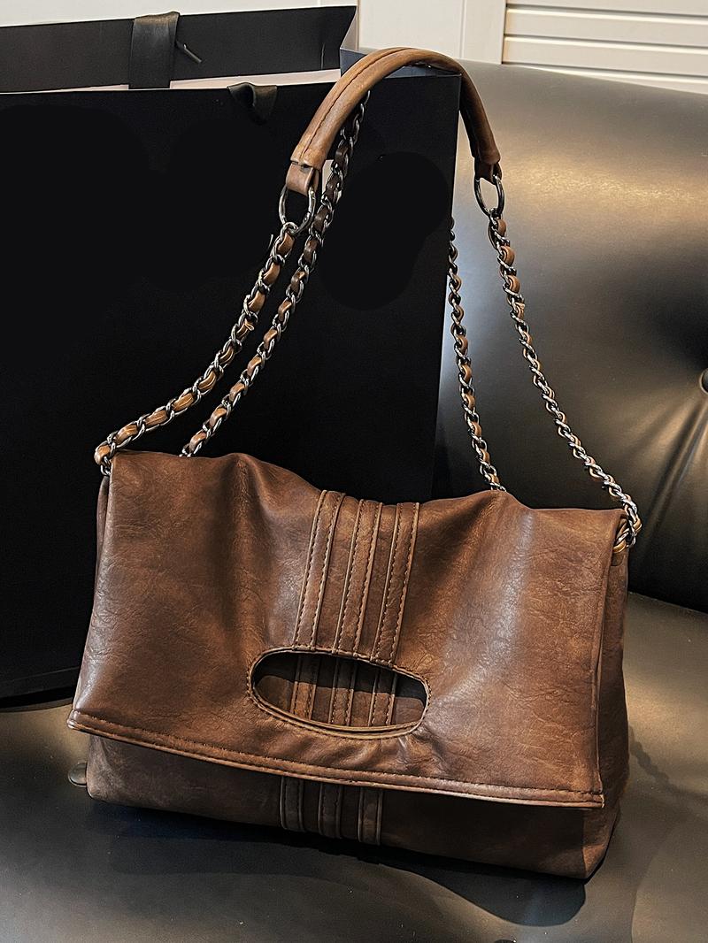 Women's Denim Shoulder Bag, Large Capacity Chic Chain Crossbody Strap Bag for Daily Used, Casual Trendy Versatile High-quality Daily Commuting Bag