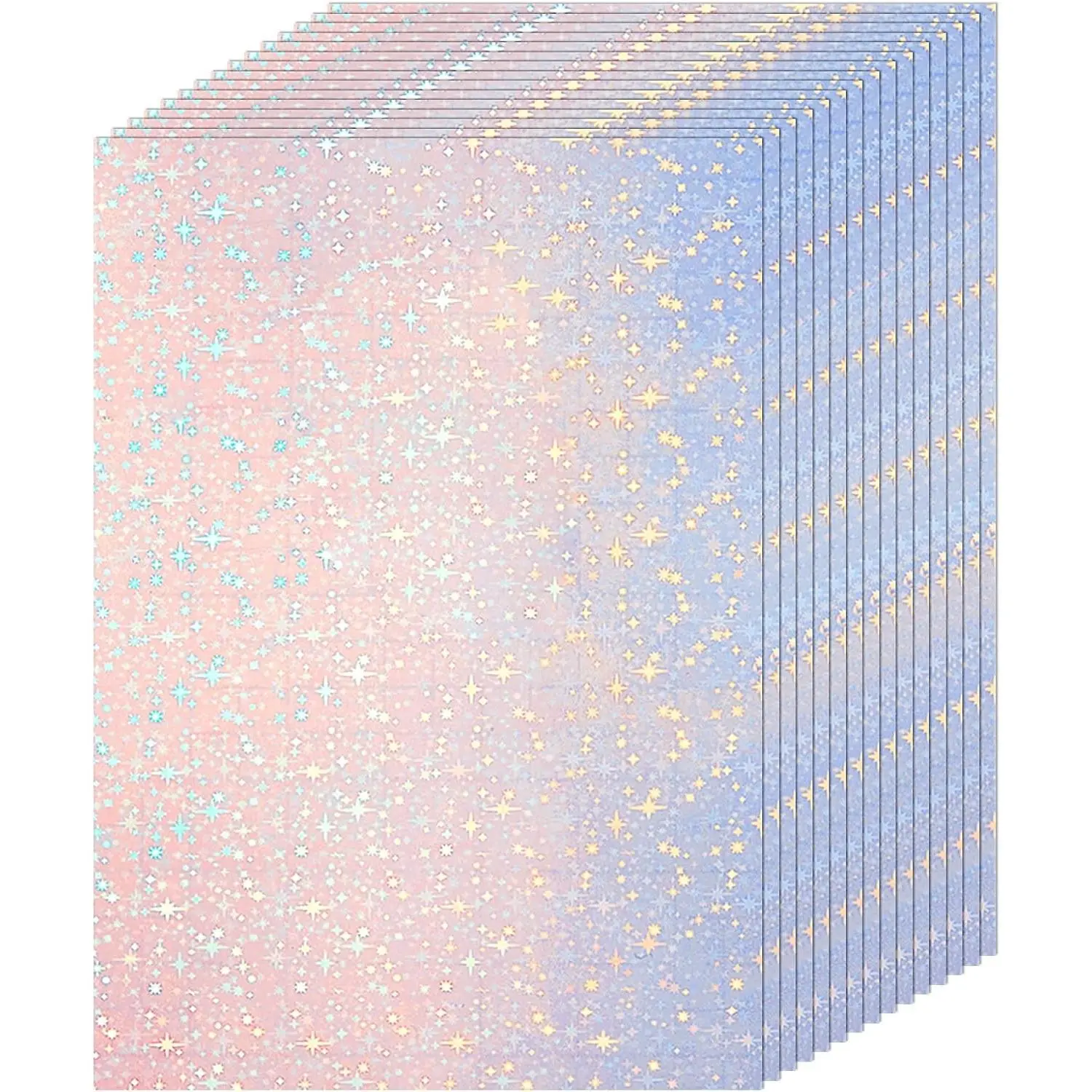 36 Sheets Holographic Sticker Paper A4 Vinyl Holographic Laminate Sheets Self Adhesive Waterproof Transparent Film, 11.7 x 8.3 inches(Star)