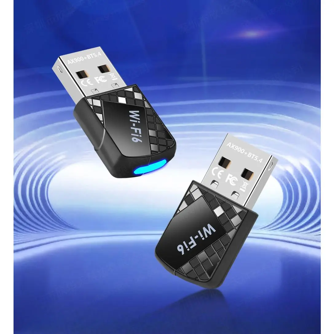900Mbps WiFi 6 Dual-Band USB-A Portable Wi-Fi Wireless Adapter with Bluetooth 5.4, Auto-Reconnect, Low-Latency, Lossless Audio, Driver-Free 19G Mini Dongle for PC/Laptop Desktop Users, Linux Compatible, Plug-And-Play, Compact, Color Box, Twt Technologies