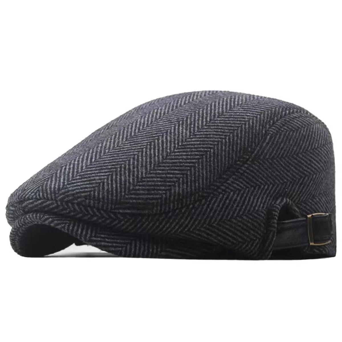 Men Vintage Herringbone Newsboy Caps British Painters Hats Spring and Autumn Adjustable Flat Cap Hip Hop Berets Peaked Cap