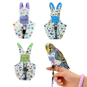 Parrot Flight Suit, with Leash, Anti-Lost Flying Harness, Outdoor Walking Vest, Comfortable, Small Parrot, Budgie, Cockatiel, Conure, Bird Training Harness, Flight Control
