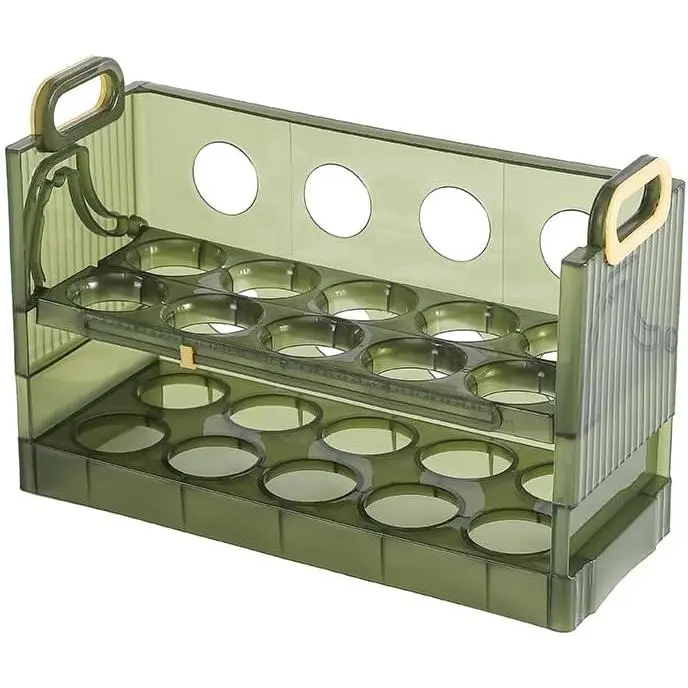 20-Egg Flip-Up Fridge Organizer - 2-Layer  Storage Container