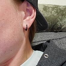 Sanfenly 22pcs Men's Dangling Earrings Stainless Steel with Hinges Hoop Earrings Long Chain Stud Cross Earrings Set Kpop Men's Earrings Black