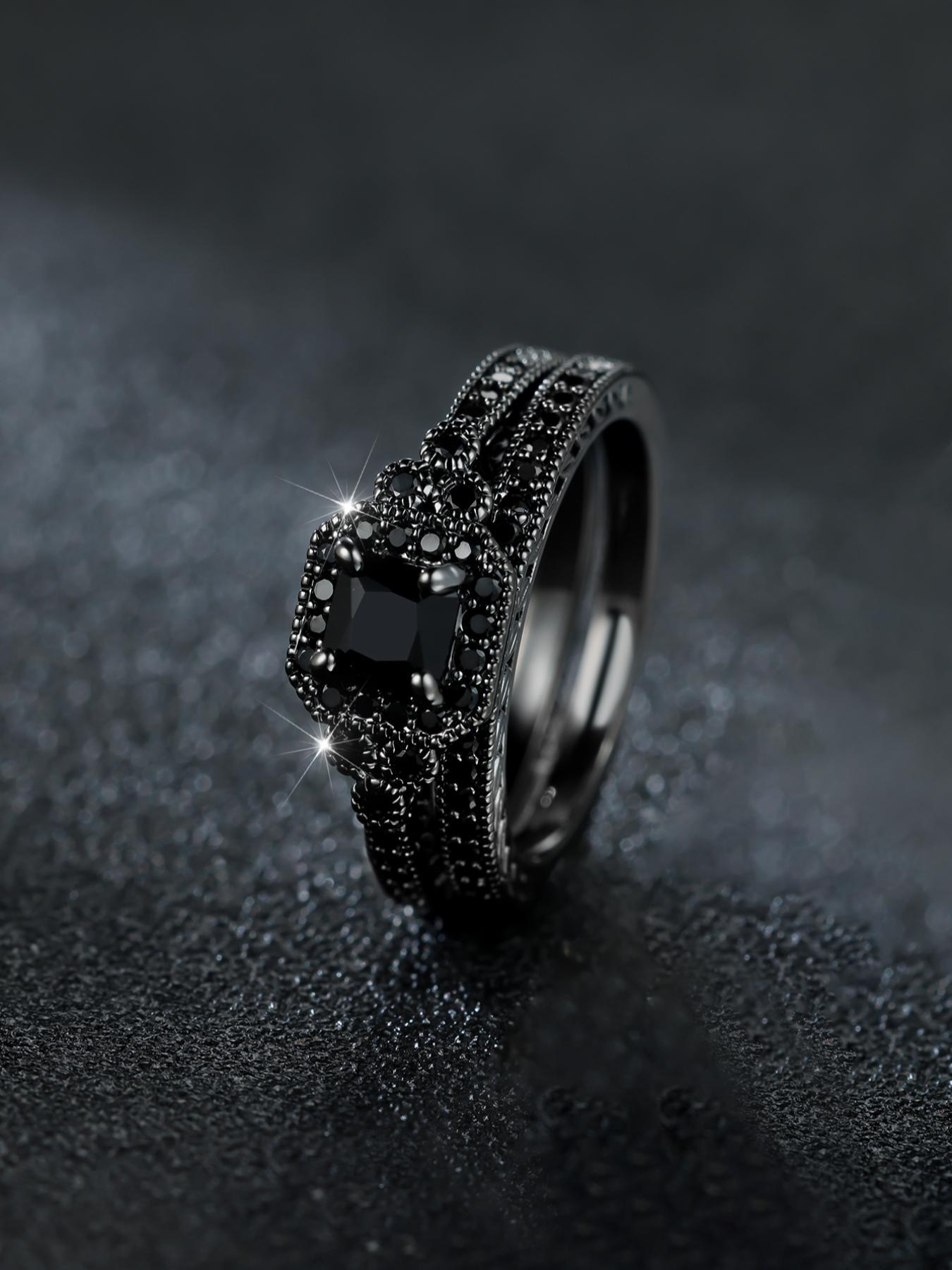 2counts/set Women's Elegant Fashion Rhinestone Decorated Ring, Casual Versatile Accessories, Streetwear Cubic Zirconia Jewelry