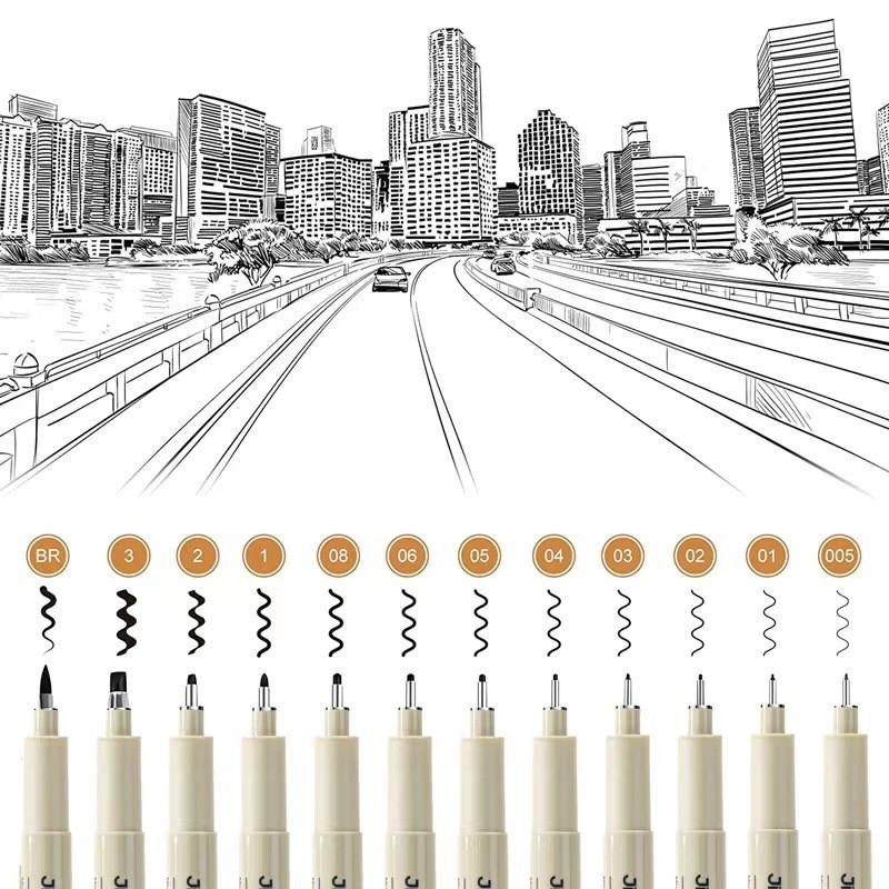 Waterproof Fine Point Pen, 6/9/12pcs Smooth Fine Point Pen, Art Supplies for Drawing, Painting, Sketching, Architecture, Design, Paint Pens