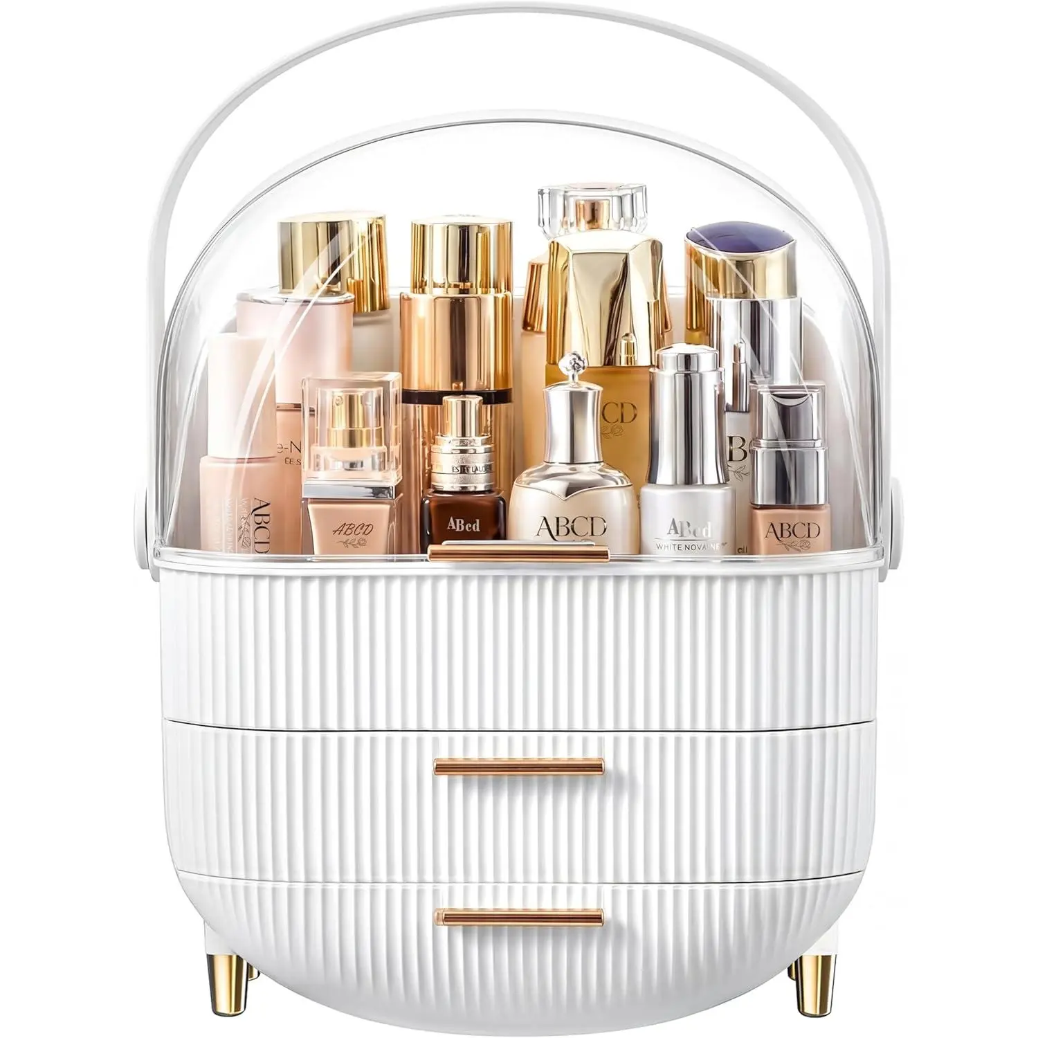 Makeup Organizer Skincare Organizers -  Display Cases with Transparent Cover, SkinCare Organizers for Bathroom Countertop, Bedroom  Desk, Lipstick Organizer, White