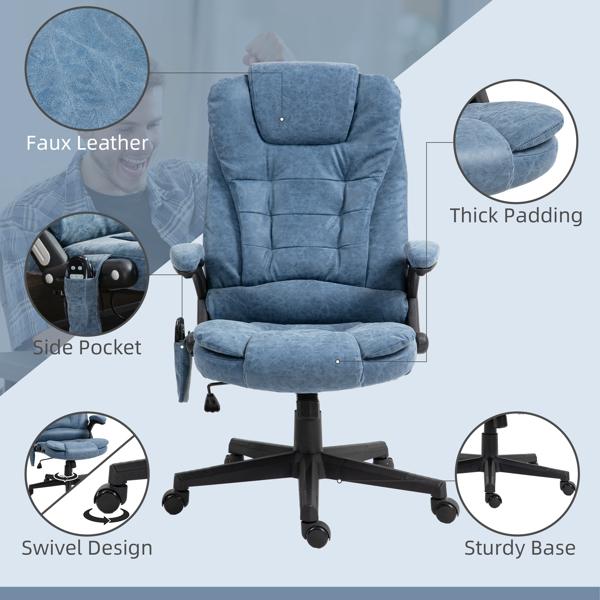 Heated Massage Office Chair with six vibration massage points and three heat modes, 120° recline, curved backrest, and thickly padded seat. Wired remote control for massage. Heated Massage Office Chair with six vibration massage points and three heat modes, 120° recline, curved backrest, and thickly padded seat. Wired remote control for massage.