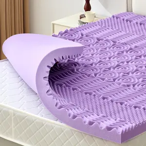 1.5 Inch 7-Zone Memory  Mattress Topper  Size, Soft Mattress Pad for  , Egg Crate Bed Topper, CertiPUR- Certified, Violet
