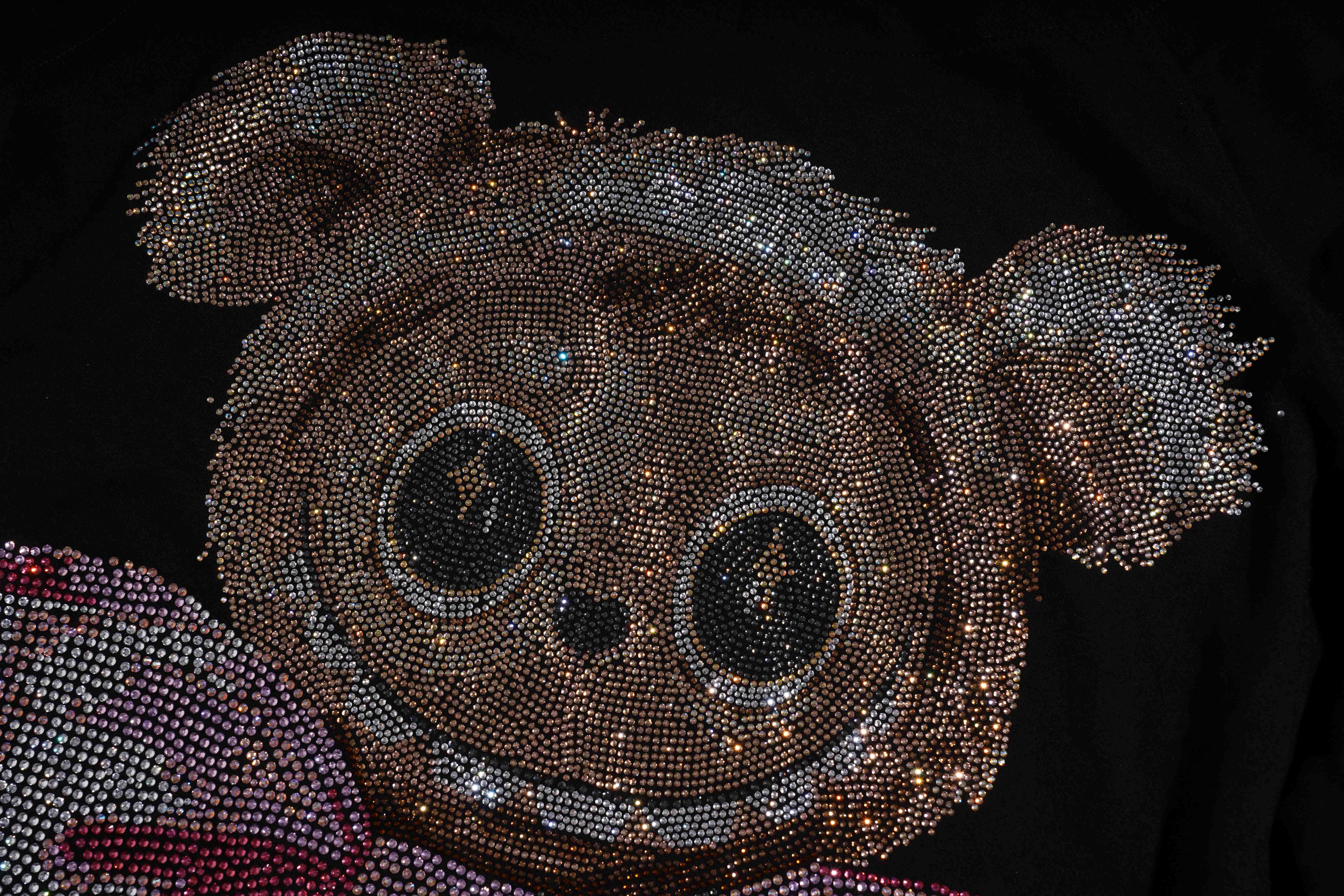 TCH-B Teddy BLING Sweatshirt for Women  Kawaii Y2K Preppy Streetwear | Embellishments with Gold Sleeve Logos & Side Split Hems | Perfect for oversized hip hop fashion & comfy glam