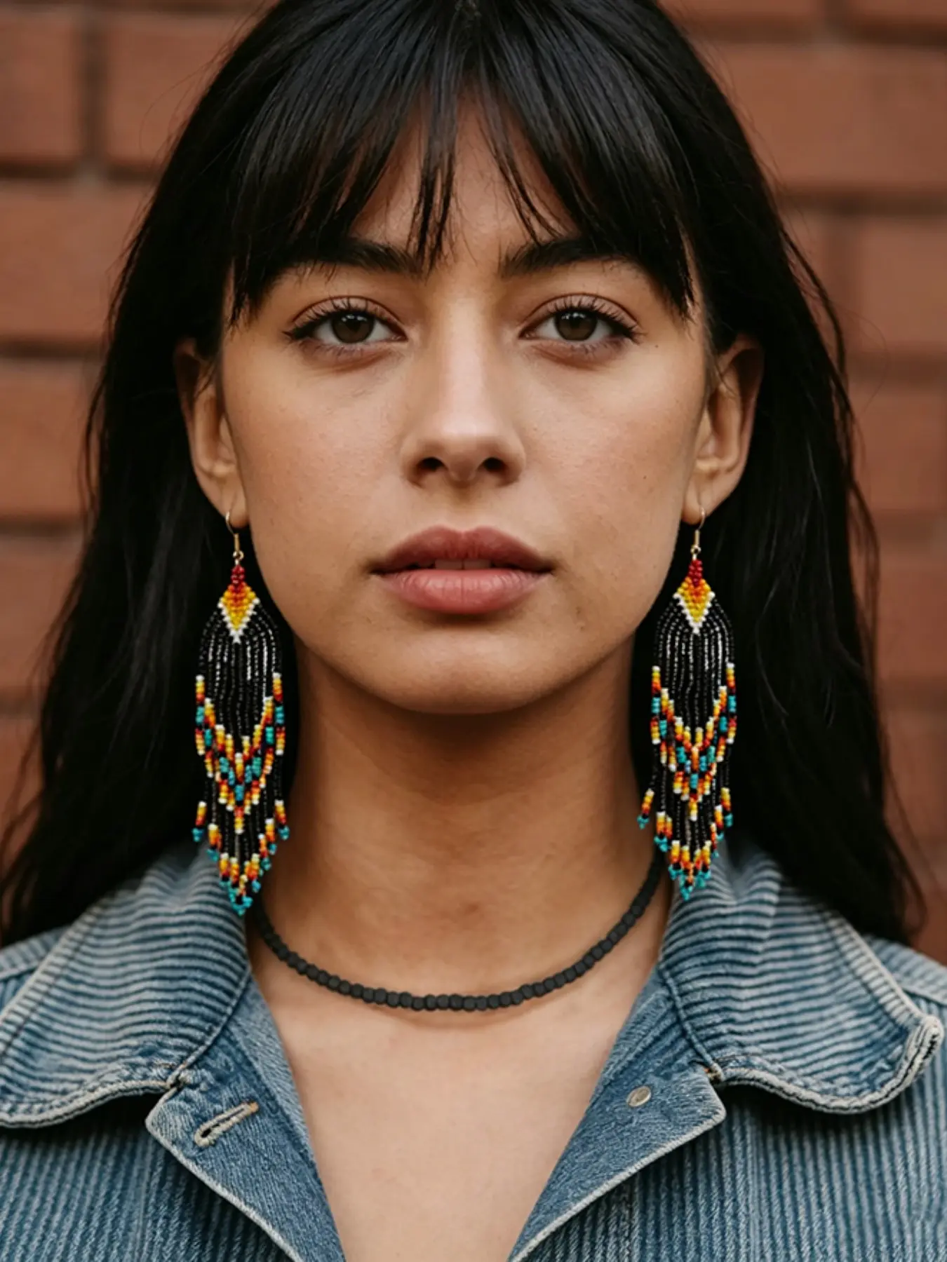 Bohemian Multicolor Seed Bead Fringe Earrings for Women, Handmade Rainbow Gradient Dangle Drop Earrings, Western Cowgirl Ethnic Style Jewelry, Beaded Earrings