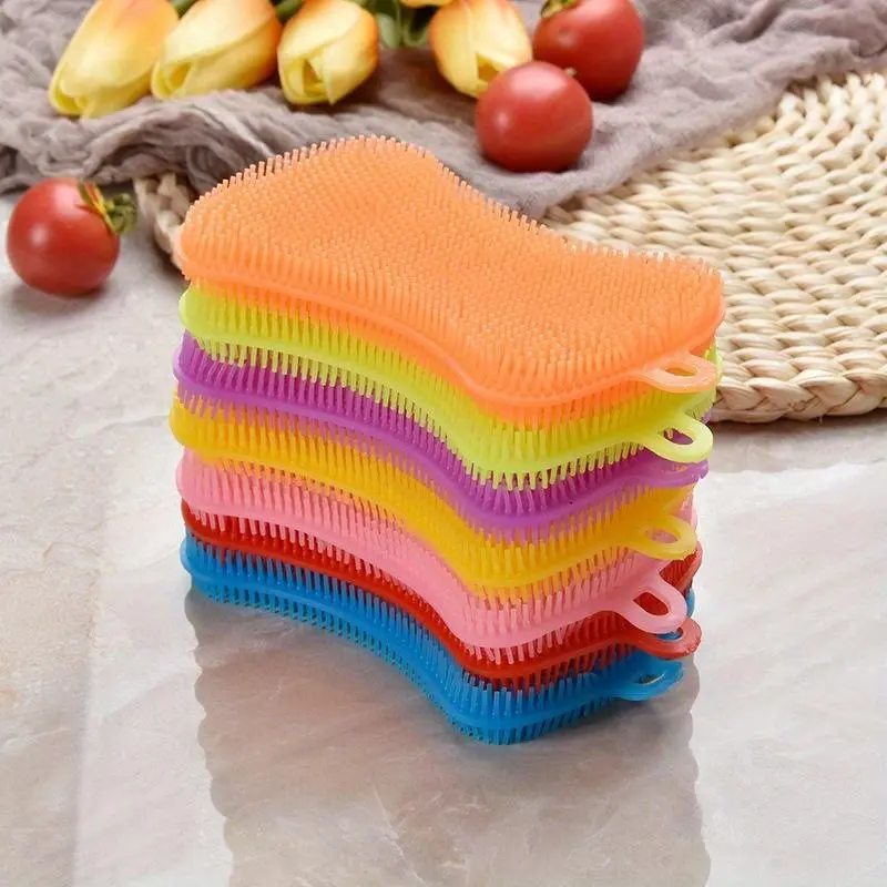 2pcs Random Color Dishwashing Brush, Soap Cleaning, Dishwashing Brush, Kitchen Dish, Plate and Pot Brush, Scouring Pad Cleaning Brush