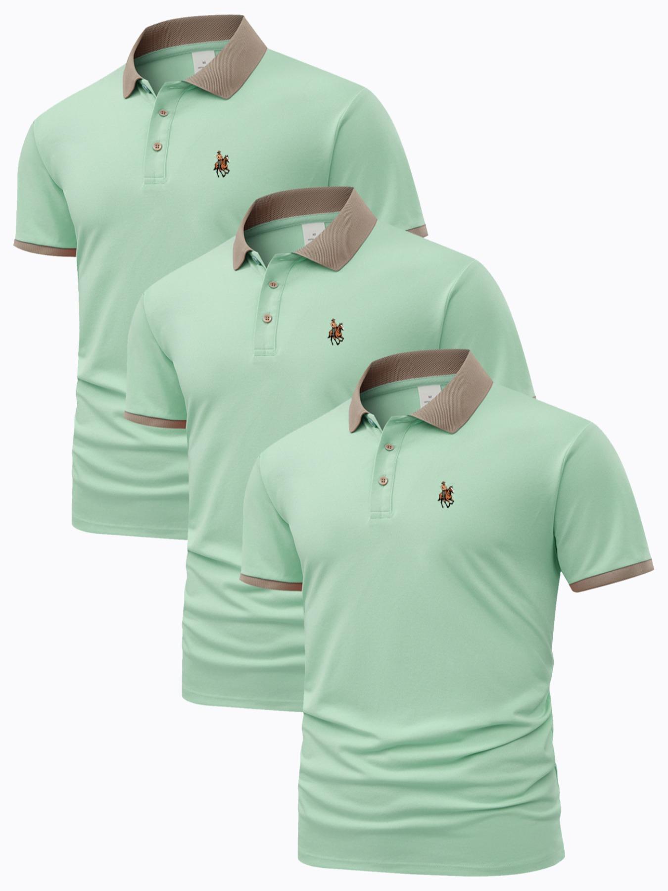 Men's Horse Graphic Polo Shirt, Regular Fit Casual Short Sleeve Top for Summer, Men's Clothes for Daily Wear, Tropical