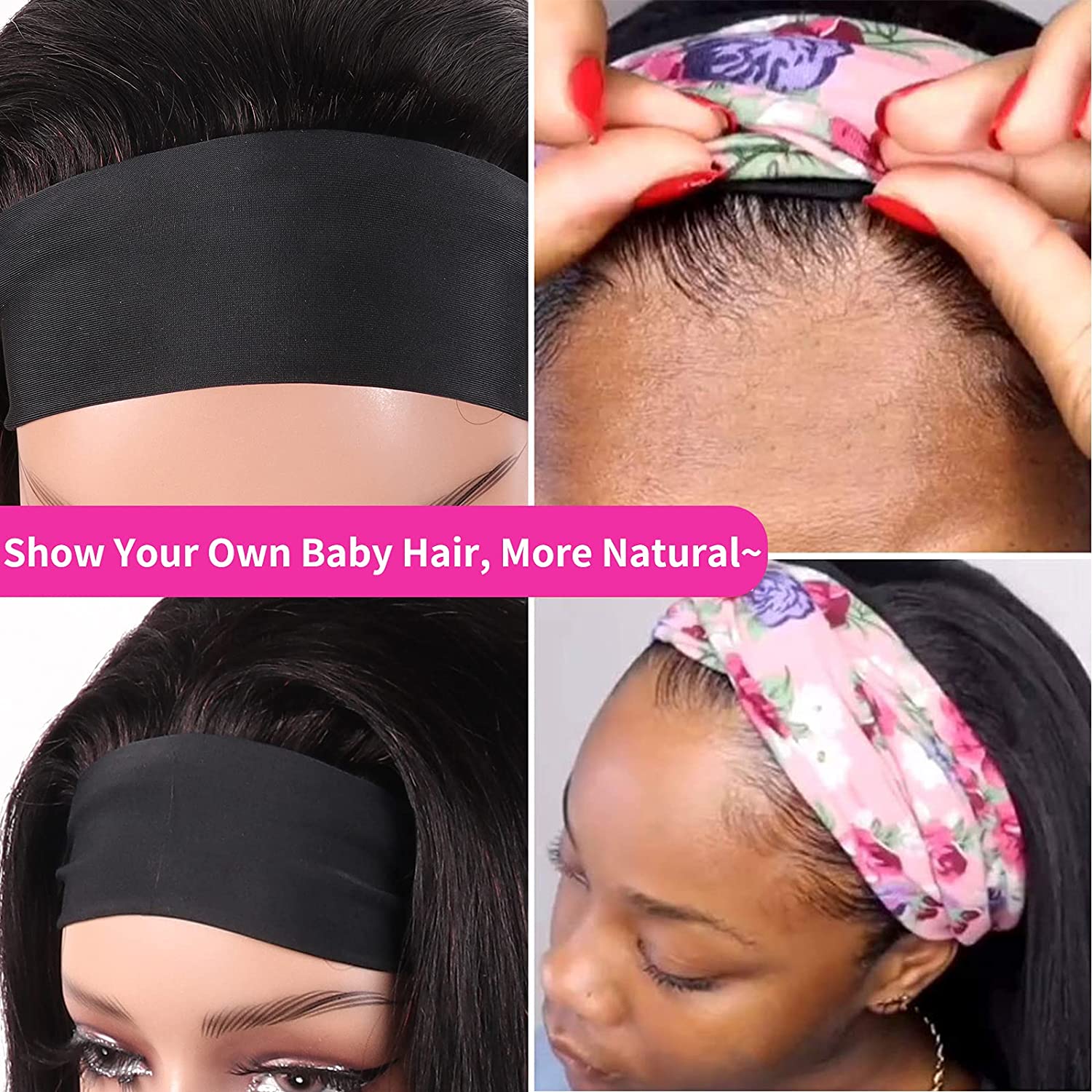 Bling Hair Headband Wig Deep Wave Machine Made None Lace Human Hair WIg Ready to Wear Glueless Curly Headband Half Wig For Wowen Beginner Friendly 180% Density TikTokShopHolidayHaul