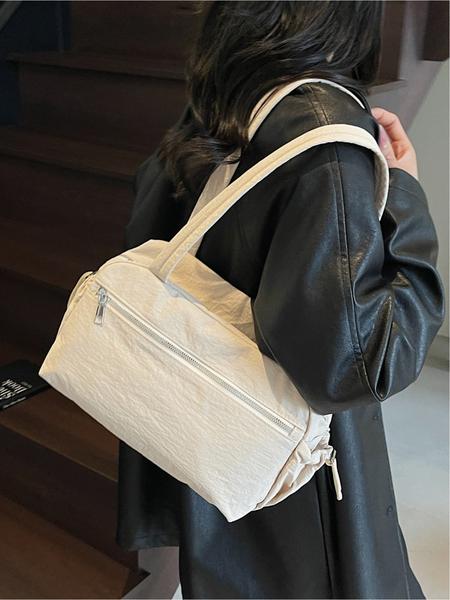 Fashionable and lightweight travel, fitness, leisure, nylon cloth handbag, simple and versatile, portable single-shoulder underarm bag for commuting, zipper closure, multiple colors optional, suitable for short trips, sports, fitness, campus commuting, an