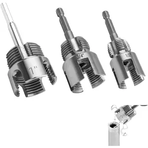 3 count Integrated Internal & External Pipe Threading Tool, Pipe Tapping and Threader tool for 1/2" & 3/4"& 1" PVC Pipes, Electric Drill Compatible Pipe Threader Kit