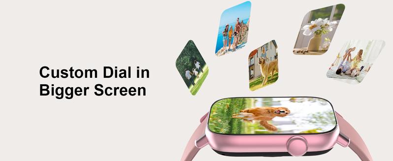 Smart Watch for Android iPhone-Call Receive/Dial/Read Message/AI Control-1.9" HD Screen-IP67 Waterproof Fitness Smartwatch-Blood Pressure/Heart Rate/SpO2/Sleep Monitor (Light Pink)