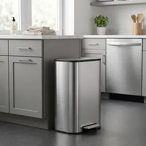 Rustproof Stainless Steel Slim Rectangular Step Trash Can with Soft Close Pedal & Removable Inner Bucket, Multi Sizes 12L/20L/30L for Kitchen Bathroom Office Home Use