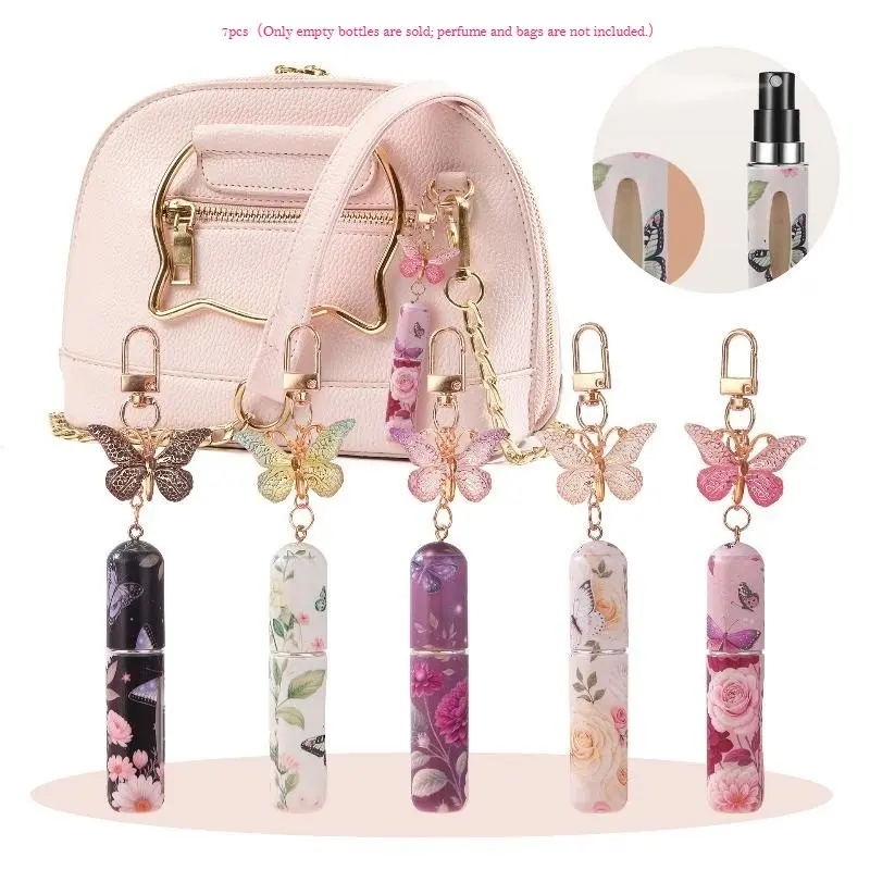 Girlish Plush Ornament Perfume Bottle Keychain for bags, 5ml Portable Refillable Perfume Atomizer with Plush Bag Charm, Bottom Fill Travel Perfume Dispenser