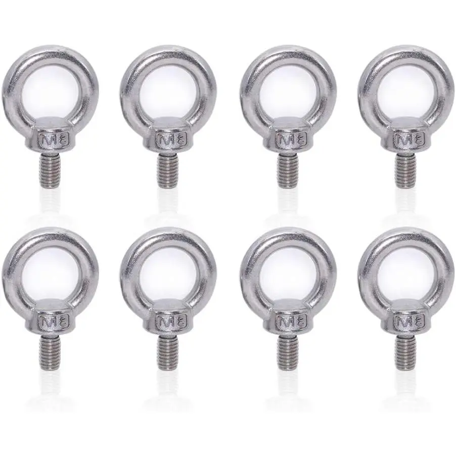 M8 Metric Machinery Lifting Eye Bolt, 304 Stainless Steel Thread Lifting Ring Eyebolt - 8 count M8 (5/16")