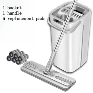Hands-Free Flat Dust Mop with Self-Washing Bucket – Wet & Dry Cleaning, Ideal for Bedrooms, Kitchens, Living Rooms, and Bathrooms – Durable Plastic Household Floor Mop – Perfect for Christmas Cleaning