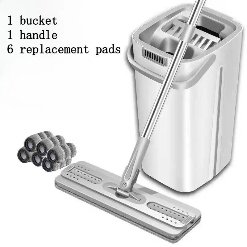 Hands-Free Flat Dust Removal Mop with Self-Washing Bucket – Wet & Dry Cleaning, Ideal for Bedrooms, Kitchens, Living Rooms, and Bathrooms – Durable Plastic Household Floor Mop – Perfect for Christmas Cleaning