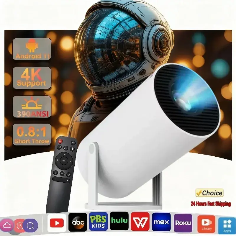 New  Mini Projector 4K Android 11  Wifi6   BT5.0 1080P 1280*720P Cinema Outdoor Portable Projetors