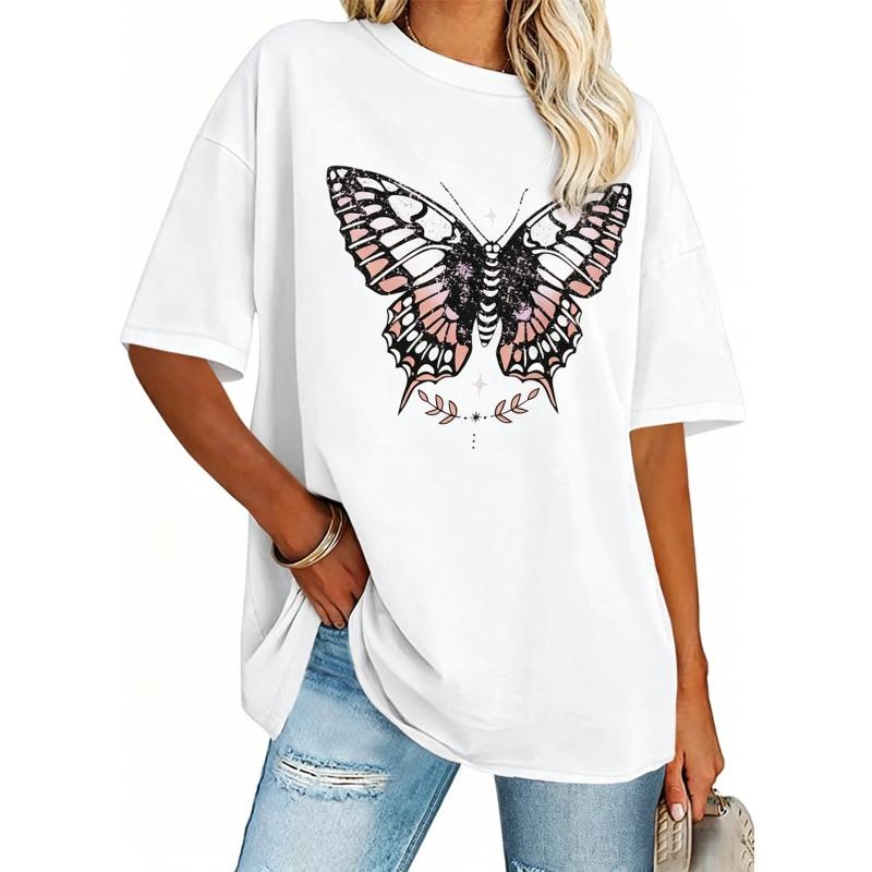 Pure Cotton Short Sleeve T Shirts -Soft Summer Crop Tops,Fit Basic Tees for Workout,Summer,Oversized Printed T-shirt Tshirt Women