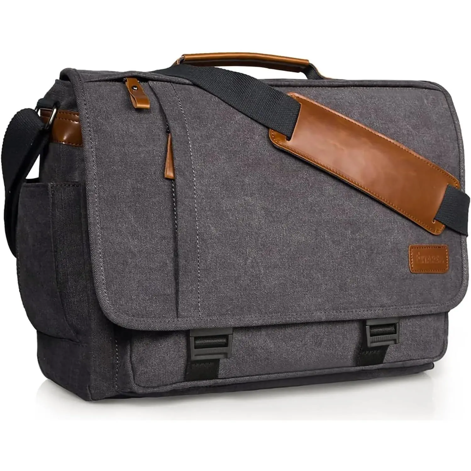 Men Messenger Bag 17-17.3 Inch Laptop Bag Water-resistant Canvas   Bag Briefcase for Work College Travel, Grey