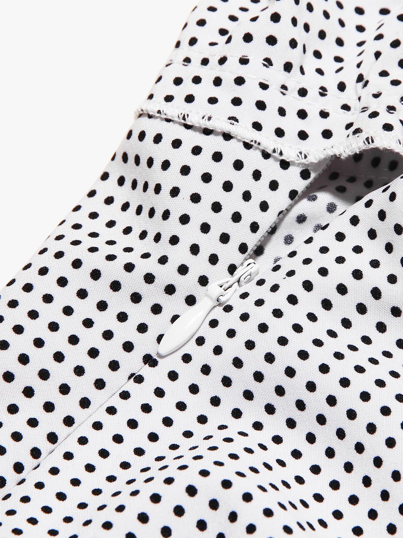 Women's Polka Dot Print Frill Trim Tie Front Cami Dress, Casual Boho Style Fitted Adjustable Strap Zipper Back Midi Dress for Summer, Capri Sun Dress, Ladies Clothes for Beach Holiday, Casual Boho Fashion