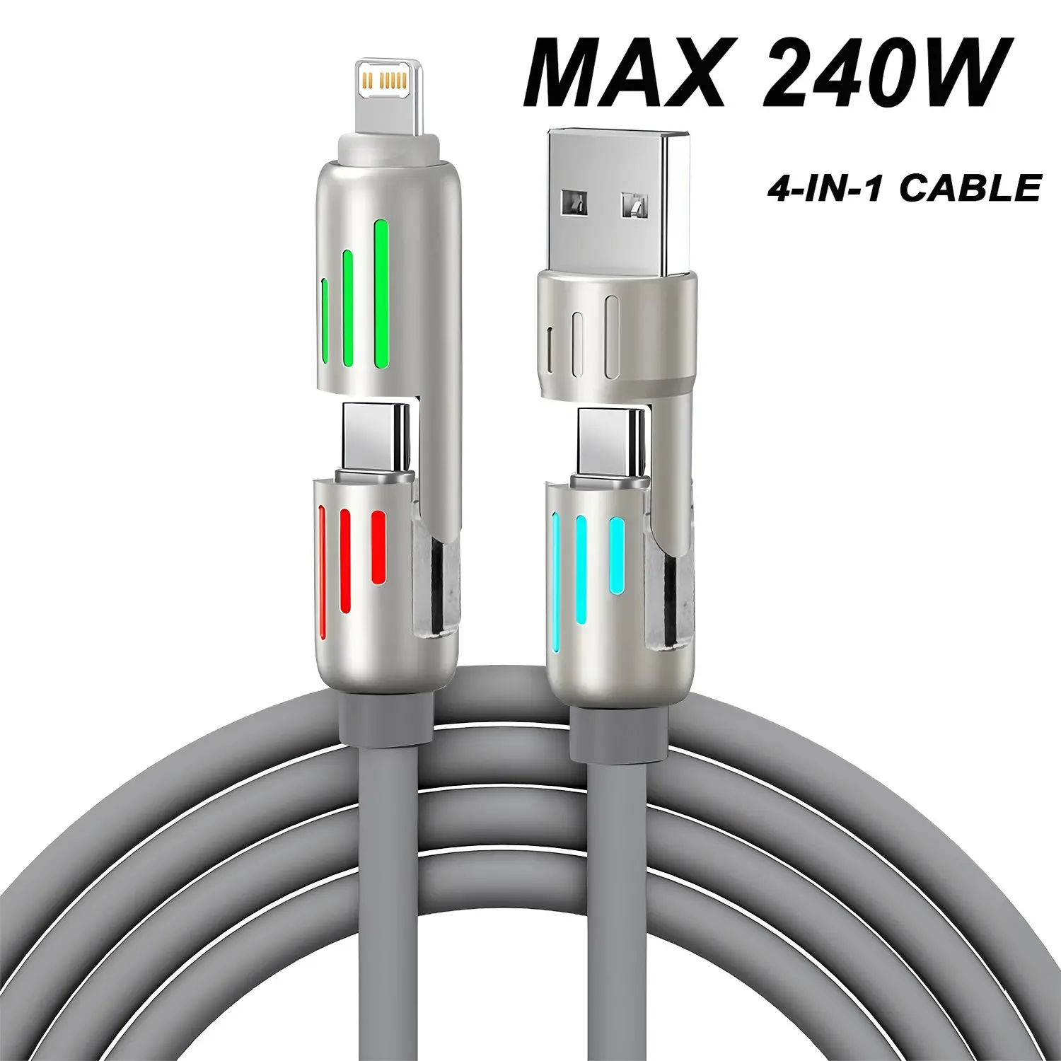 1/2/3 Piece RGB Light Column Phone Charger Cable, 240w Fast Charging 2-In-1 Cable, USB PD to Type-C iOS Interface Data Cable, Data Cable Set