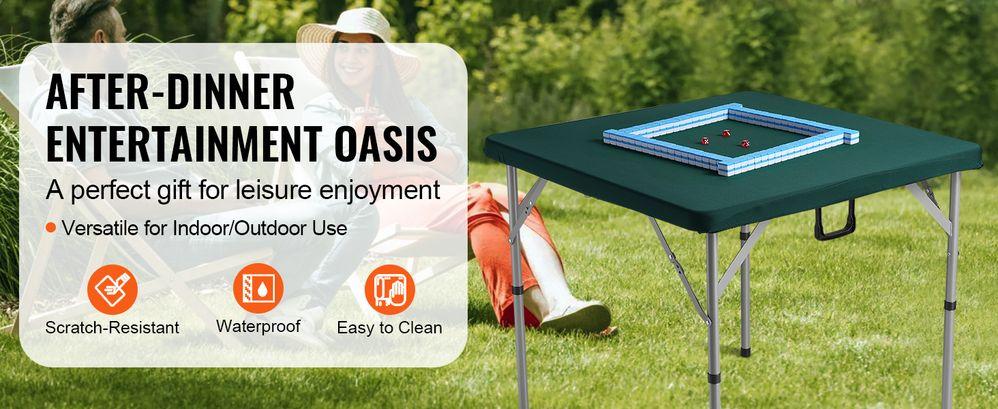 VEVOR Mahjong Table Fold-in-Half 4 Player Card Table & Wear-Resistant Tabletop