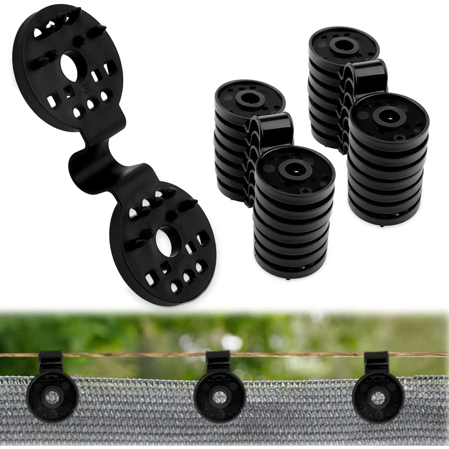 50 Pcs Shade Cloth Clips, Shade Cloth Plastic Clips Greenhouse Shade Cloth Fix Clamp, Windproof Awning Clamp Grip Tarp Clips for Sunshade Net, Anti Bird Netting, Garden Netting, Patio Accessories