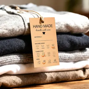 50 Pack  Care Instruction Tags for Knitted Crochet Blanket Shirt Clothing,Shirt Care Instructions Cards,Crochet Labels for  Items( Paper,2"x3.5")